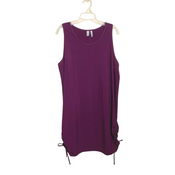 Z By Zella Mini Bodycon Dress Sz XL Purple Polyester Stretch Side Ruched Women - Picture 1 of 9